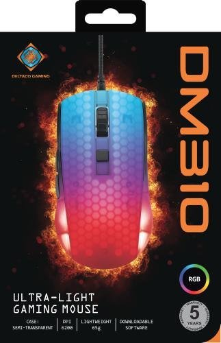 Maus gaming Deltaco Gaming DM310, 6200 DPI, 6 butona, i zi transparent