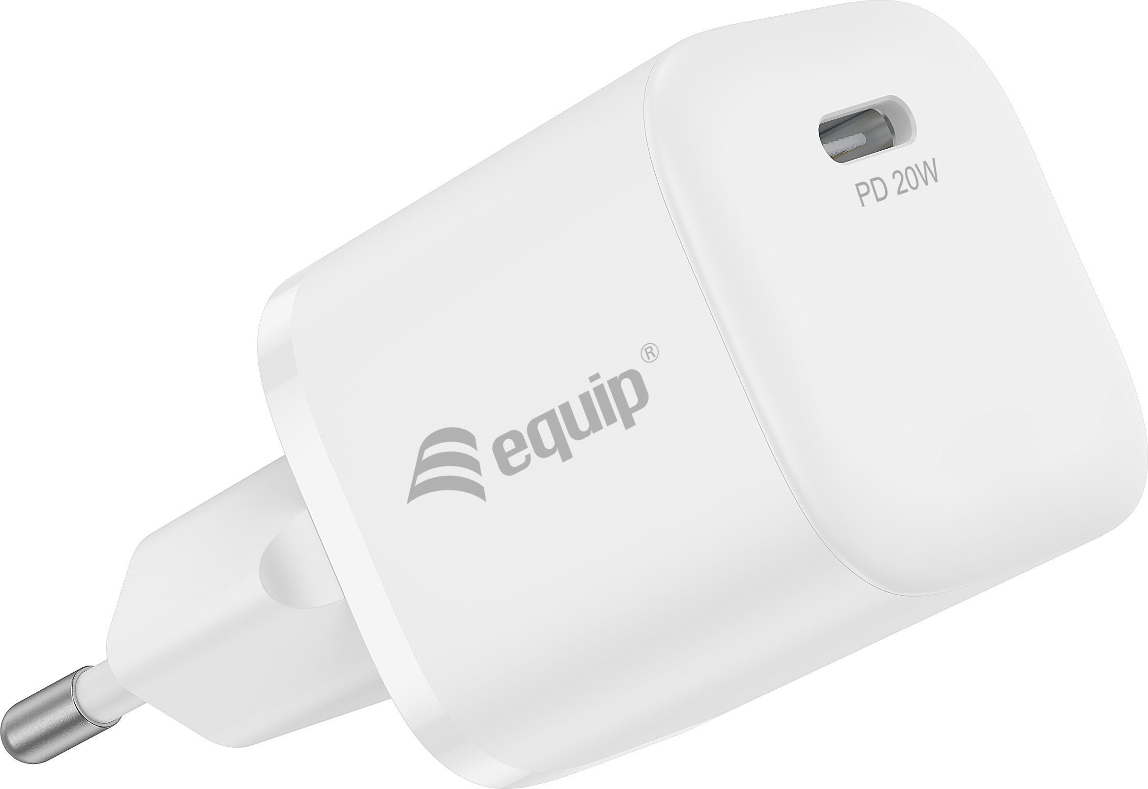 Karikues muri Equip 1-Port, USB-C PD, 20W, i bardhë