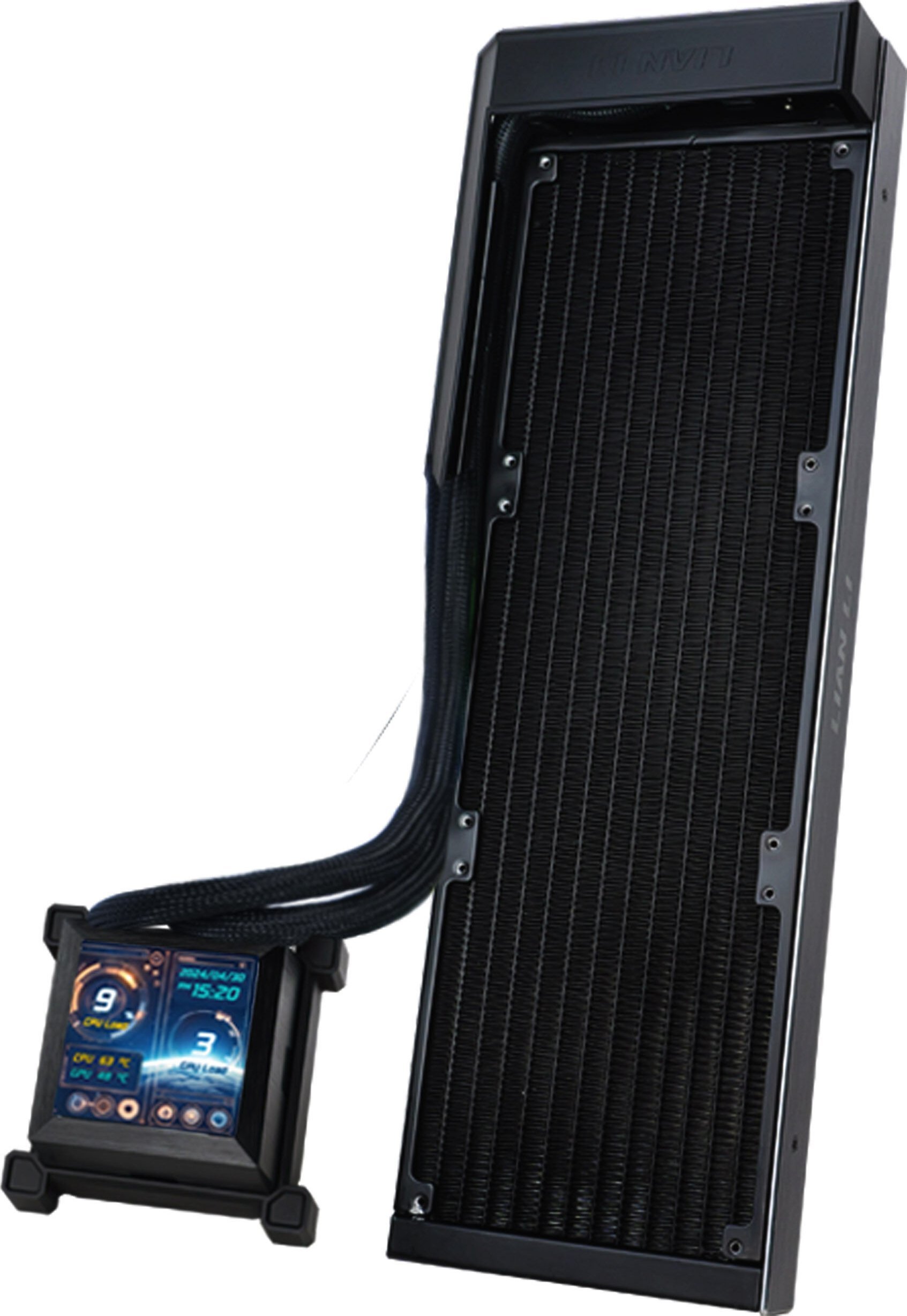 Ftohës AIO CPU LIAN LI HydroShift LCD 360 FANLESS, 360mm, ekran IPS 2.88", i zi