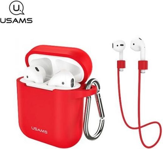 Kuti mbrojtëse Usams për AirPods, silikon, e kuqe