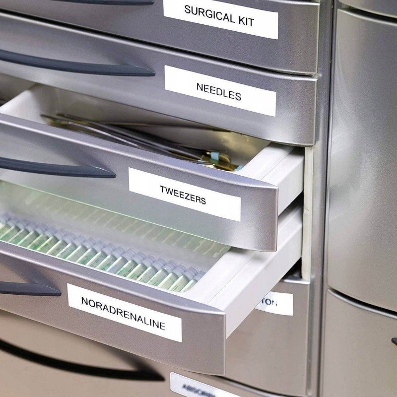 Rrip etiketues DYMO D1 43613, 6mm x 7m, tekst i zi në të bardhë