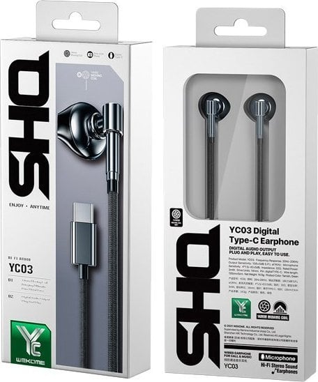 Kufje me kabllo Wekome WK-YC03, USB-C, mikrofon, Tarnish