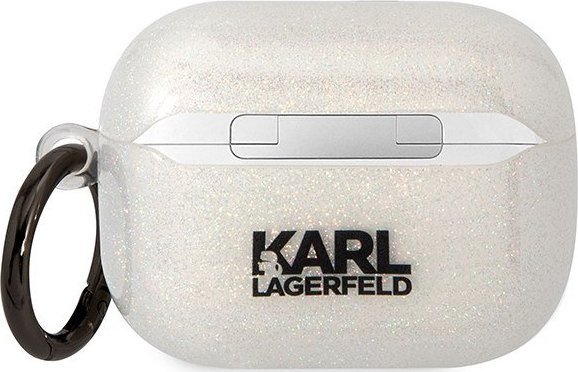 Mbulese Karl Lagerfeld KLAPHNKCTGT per AirPods Pro, Glitter transparente, TPU PC, transparente