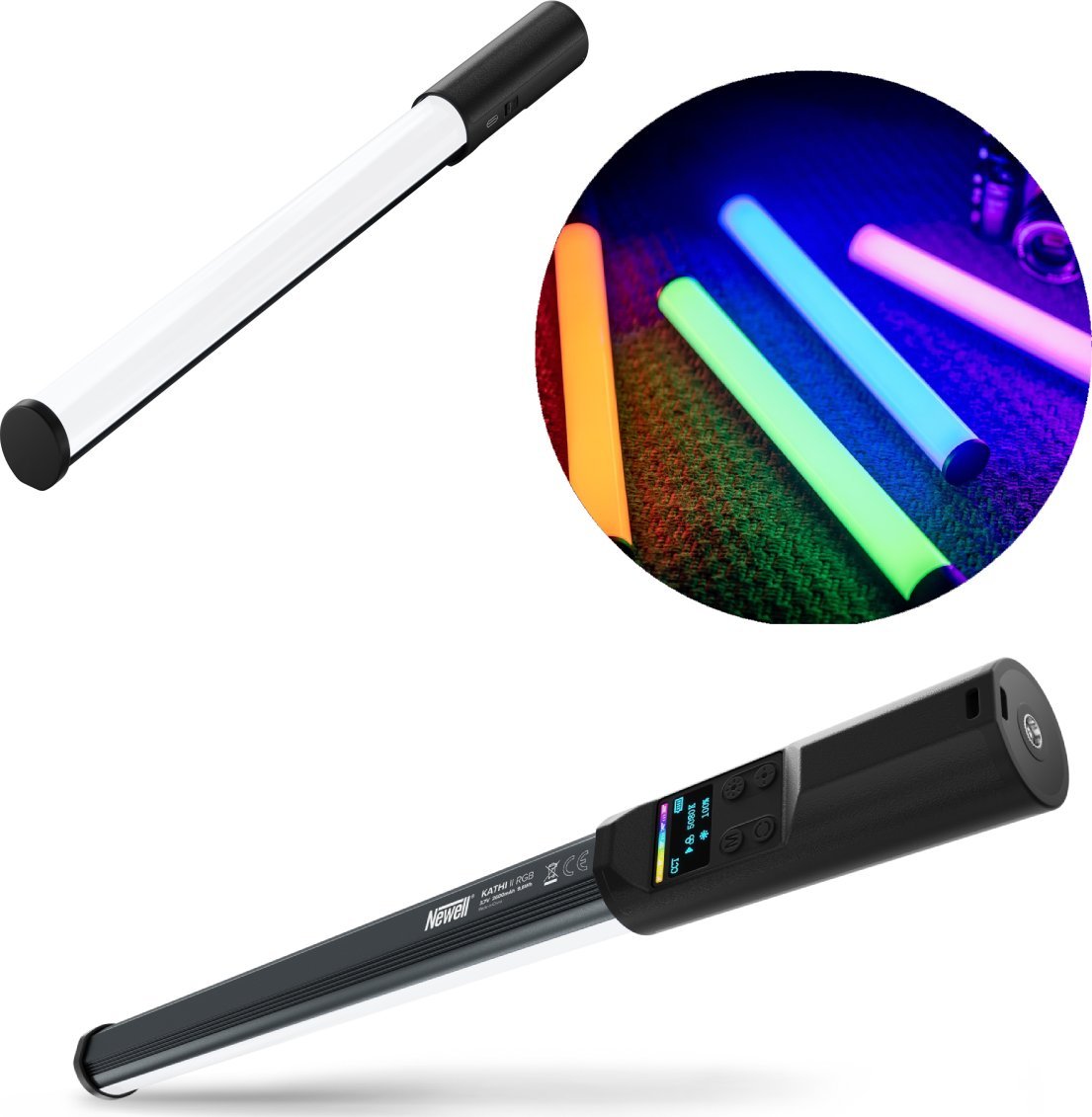 Dritë LED portative Newell Kathi II RGB, e rikarikueshme, me intensitet të rregullueshëm, shumëngjyrëshe