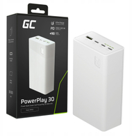 Powerbank GreenCell PowerPlay 30, 30000mAh, LED екран, бел