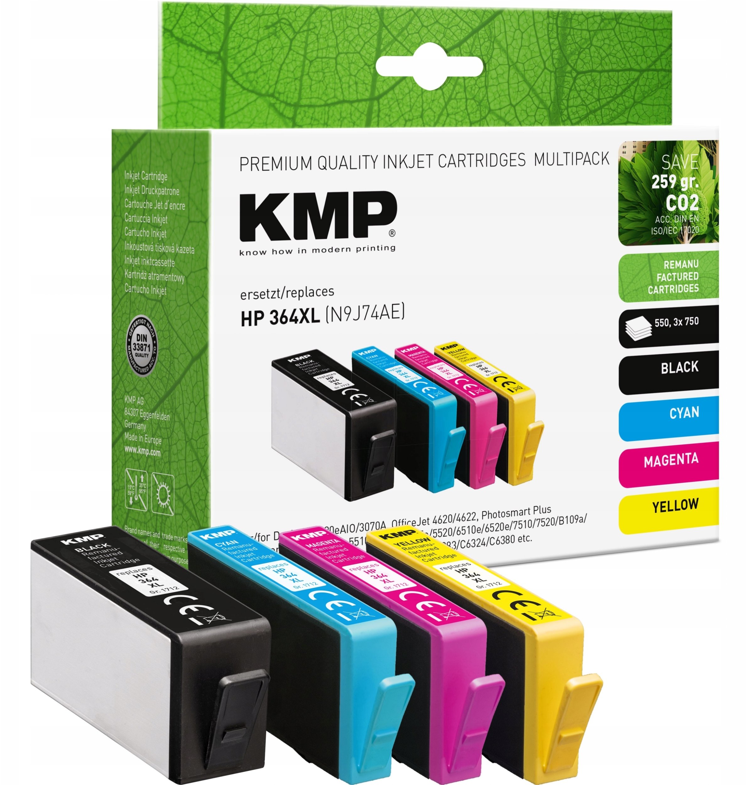 Kartushë printeri KMP HP No.364XL N9J74AE, set 4 ngjyra, remanufactured