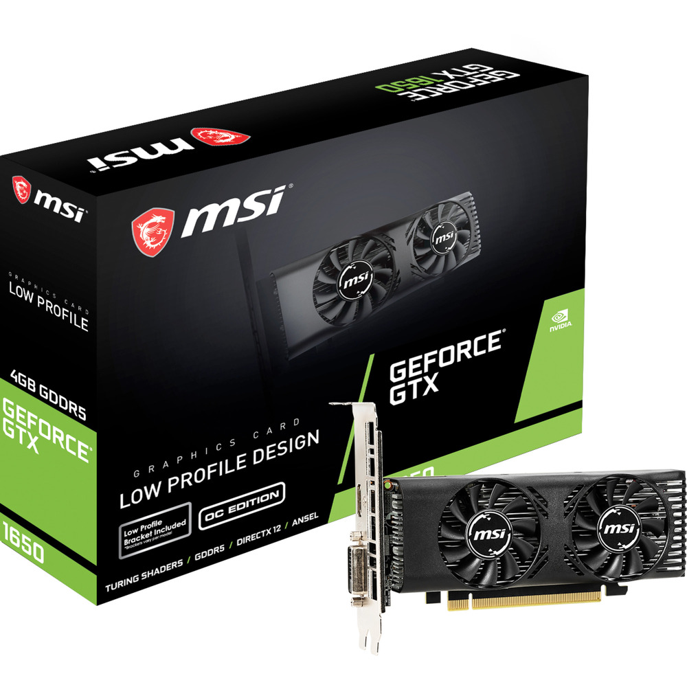 Графичка картичка MSI GeForce GTX 1650 Low Profile OC, 4GB GDDR5, црна