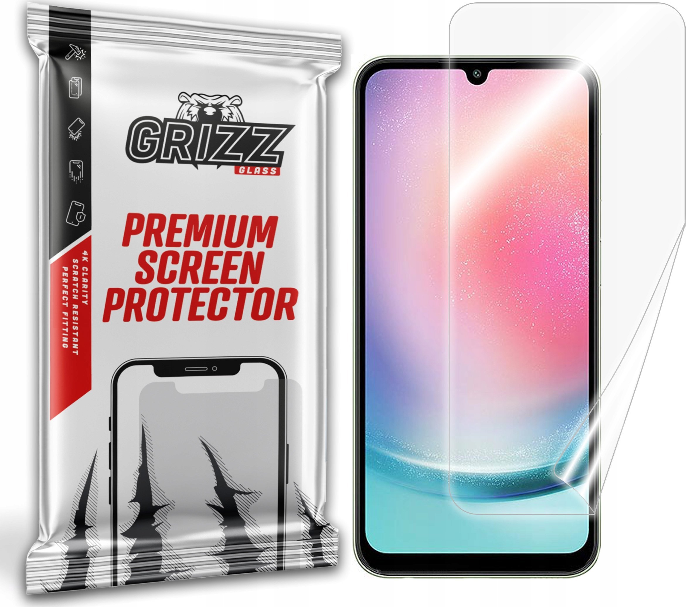 Mbrojtëse ekrani qeramike GrizzGlass për Samsung Galaxy A24 4G, fleksibël, transparente