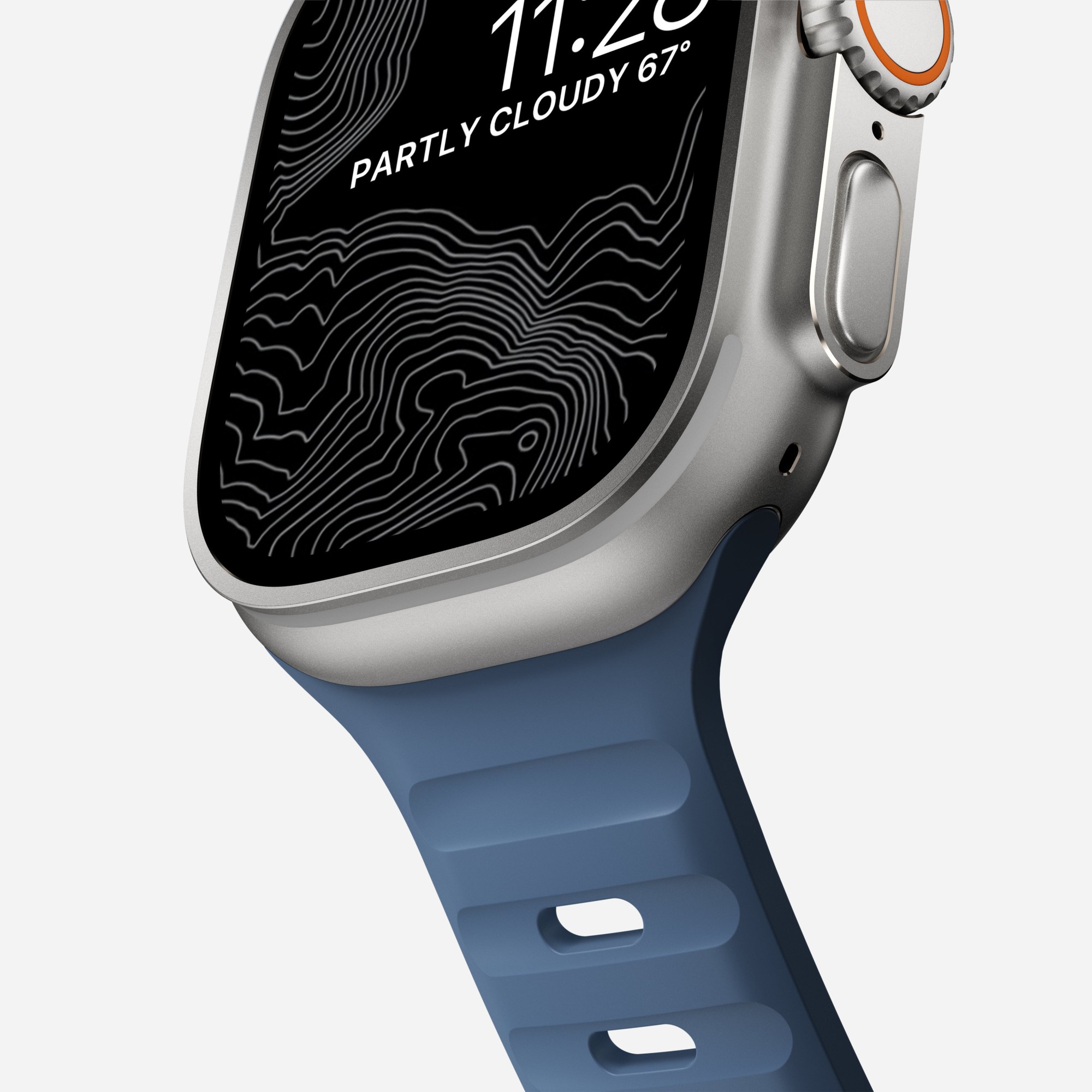 Rrip sportiv për Apple Watch, 46mm 49mm, gome FKM, blu e errët