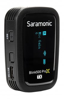 Transmetues mikrofoni pa tel Saramonic Blink 500 ProX TX, 8GB, regjistrim i brendshëm, i zi
