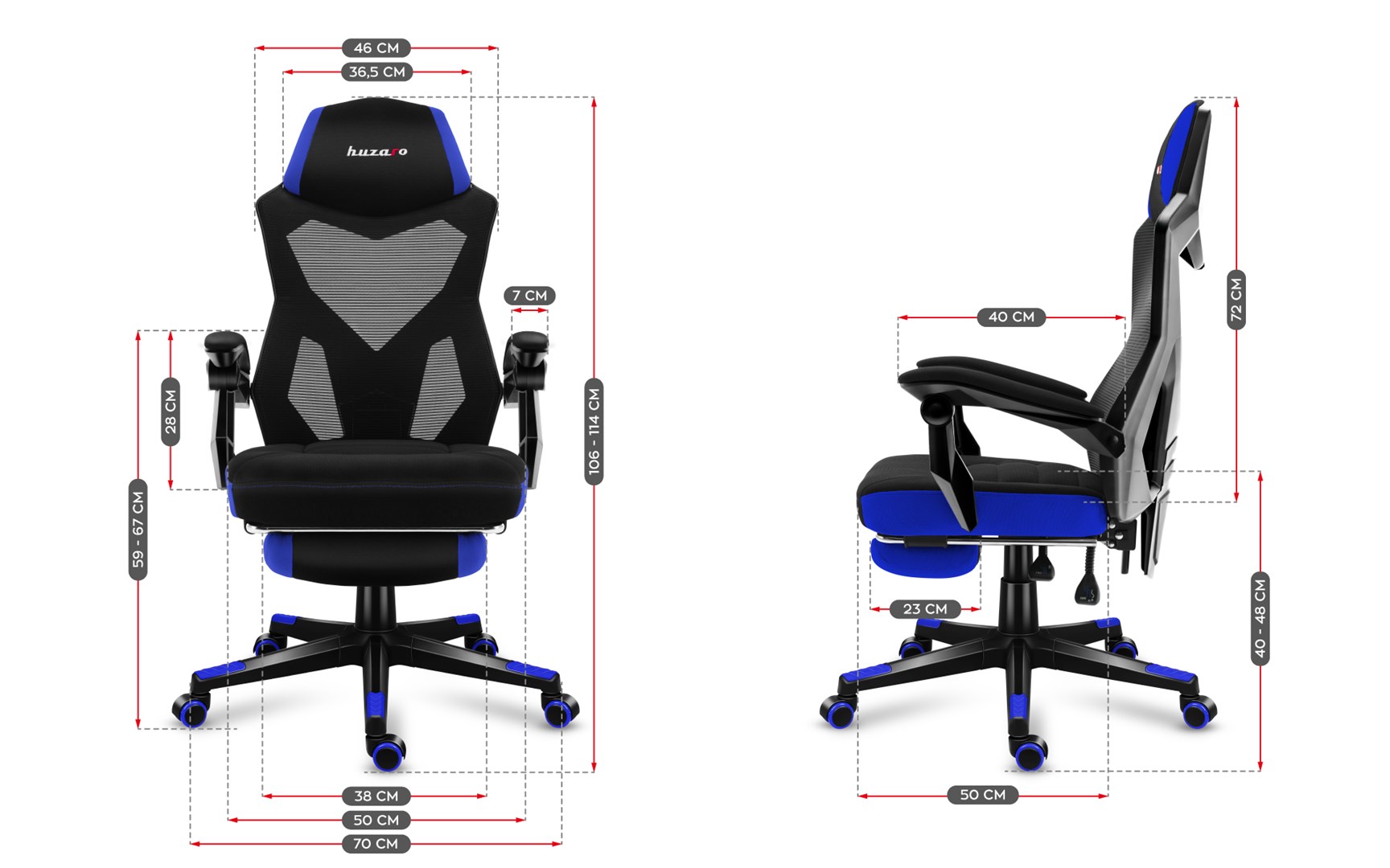Karrige lojërash HUZARO COMBAT 3.0, 140kg, e zezë/e kaltër