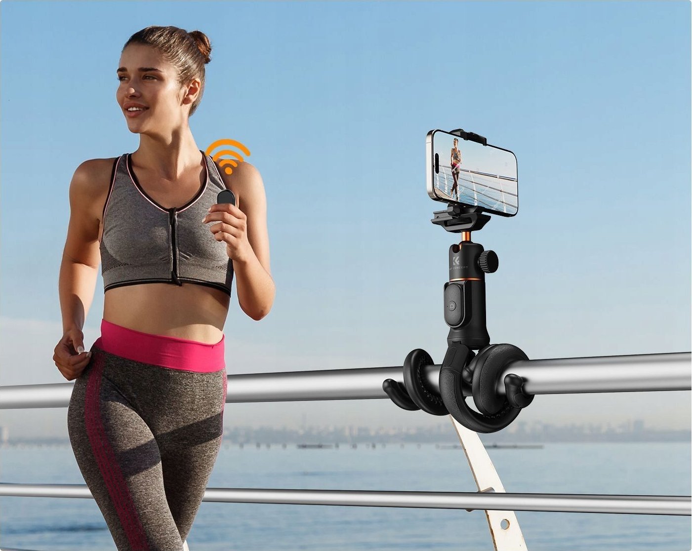 Флексибилен трипод К&amp;F Concept MS29, со далечински управувач, универзален за камери и телефони, црн