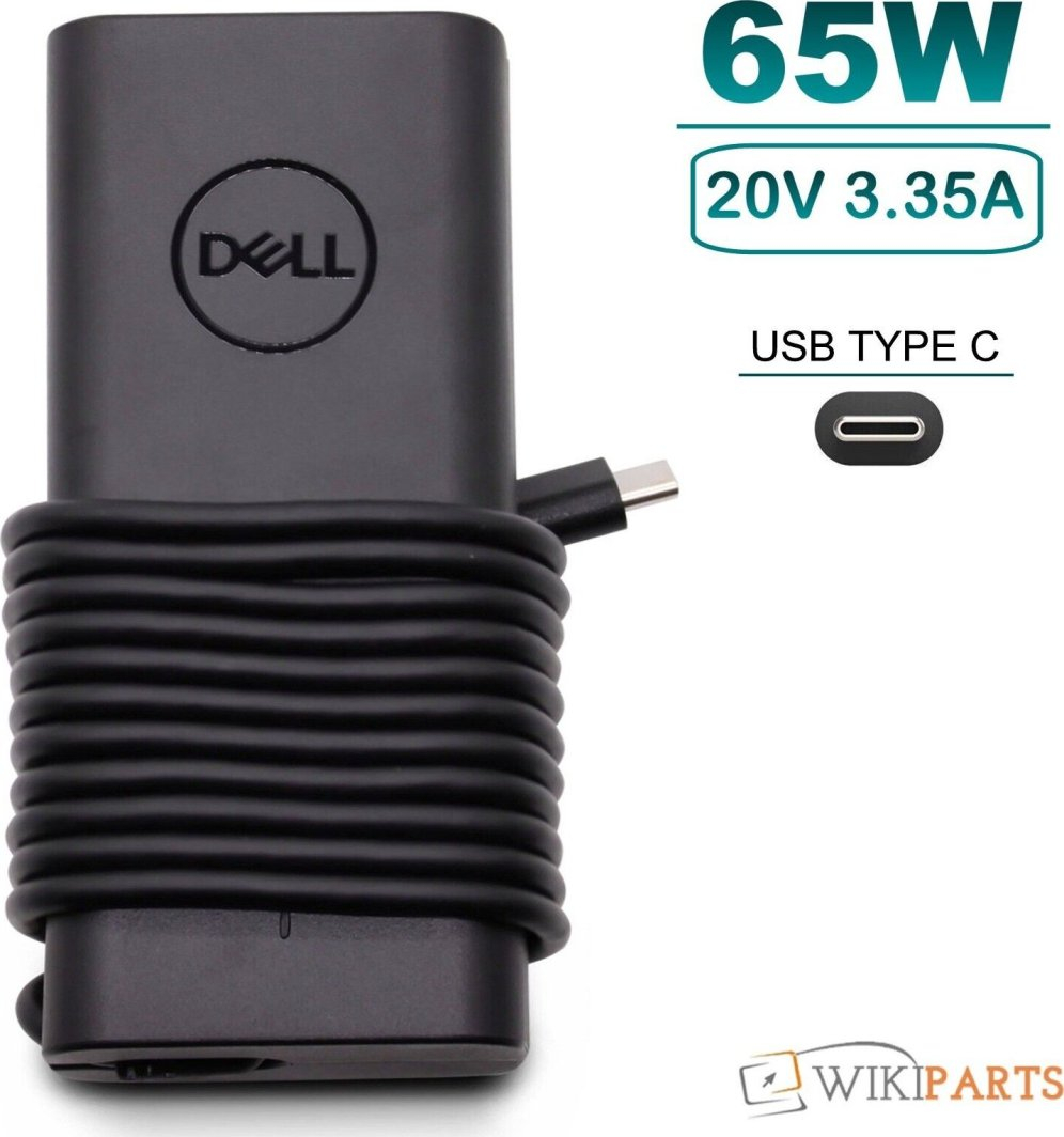 Karikues laptopi Dell 65W USB C, prizë UK, i zi