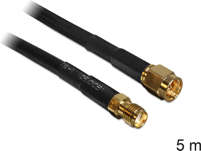 Kabllo antene Delock 88444, 5m, e zezë