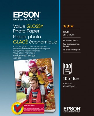 Letër Epson Value Glossy Photo Paper, 10x15cm, 100 fletë