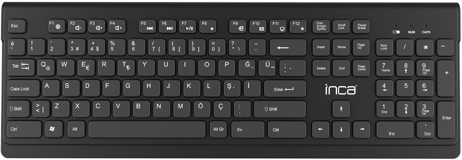 Set tastierë dhe mi Inca IWS-519, RF wireless, QWERTY turke, i zi