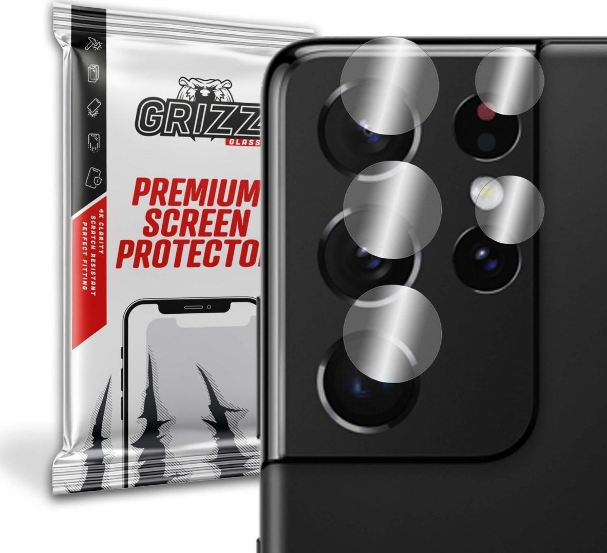 Xham hibrid për kamera GrizzGlass Samsung Galaxy S21 Ultra 5G, 2 copë, transparent