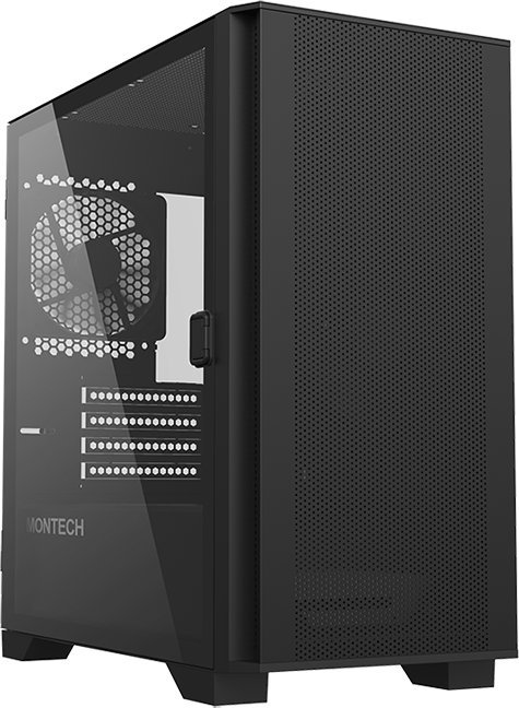 Kuti kompjuterike Montech AIR 100 LITE 2025, MicroATX, xham i temperuar, e zezë