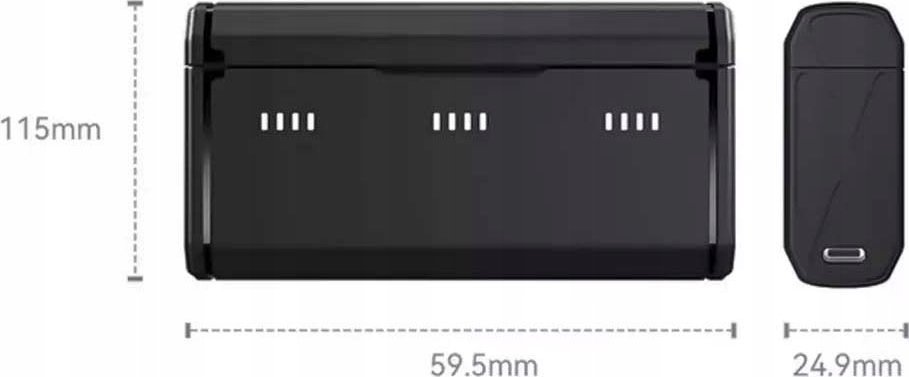 Set baterish TELESIN Endurance për GoPro Hero 12 11 10 9, 1750mAh, kuti me 3 slote dhe TF kartelë, i zi