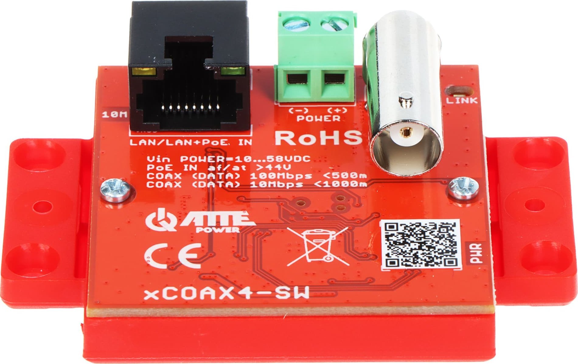 Set konvertuesish aktivë Atte XCOAX4-SET, 100 Mbps, PoE, i zi