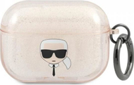 Mbulesë mbrojtëse Karl Lagerfeld Head Glitter për AirPods Pro, silikon, gold