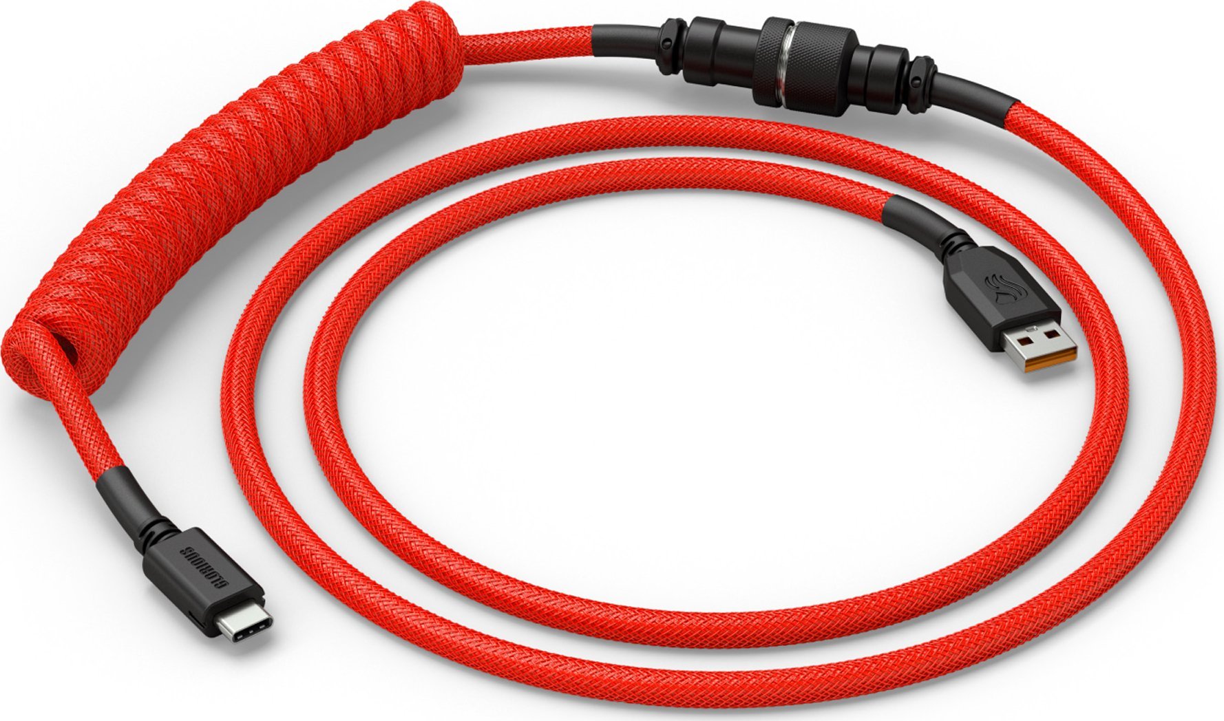 Кабел за тастатура Glorious Coiled USB C Artisan, плетен, Crimson Red