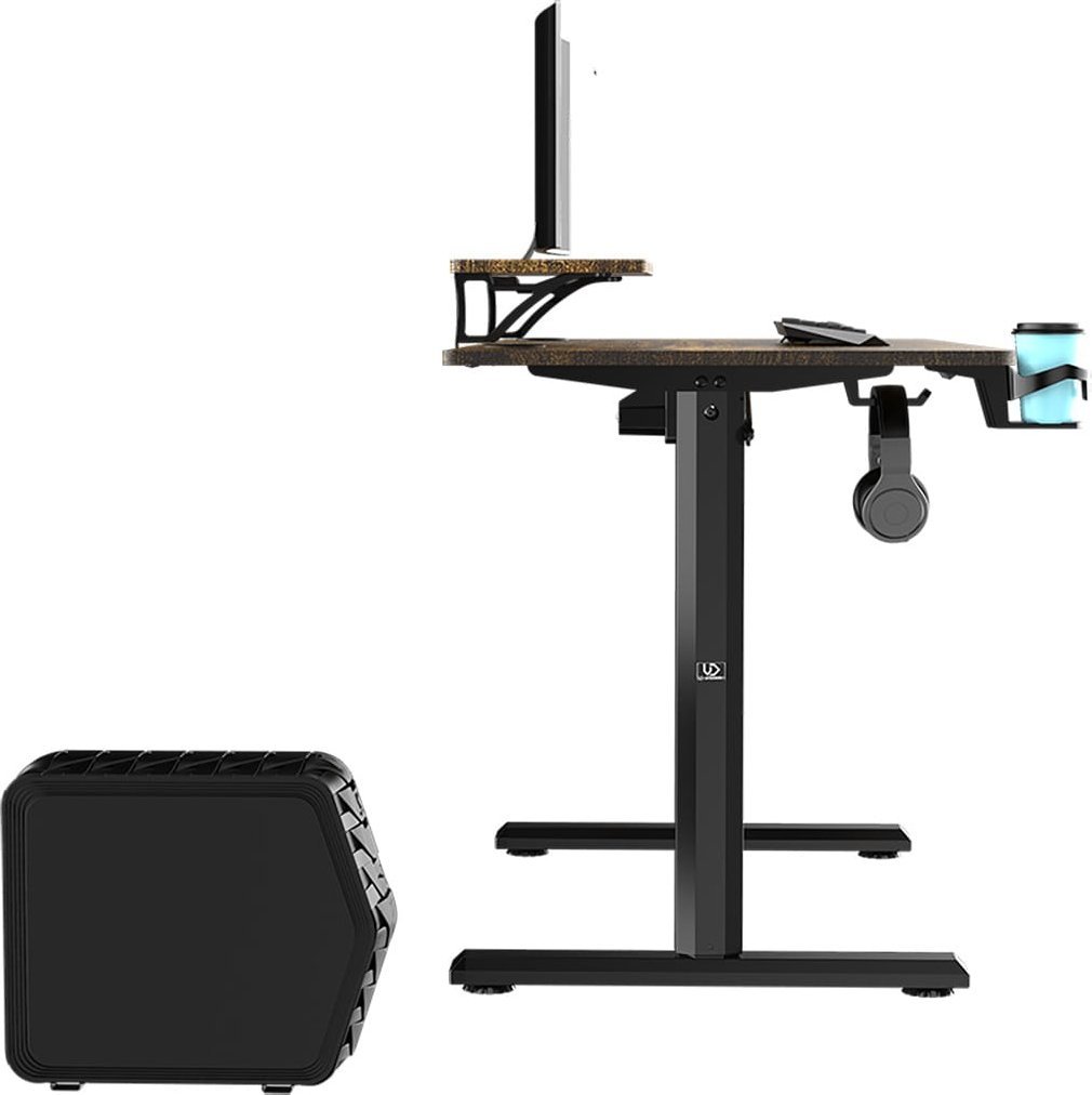 Tavolinë gaming Ultradesk Highlander, rregullim elektrik lartësie, 120 cm, kafe