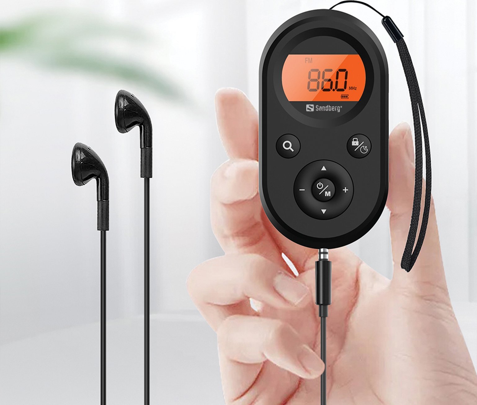 Radio xhepi Sandberg Pocket Radio FM AM Recharge, e rikarikueshme, e zezë