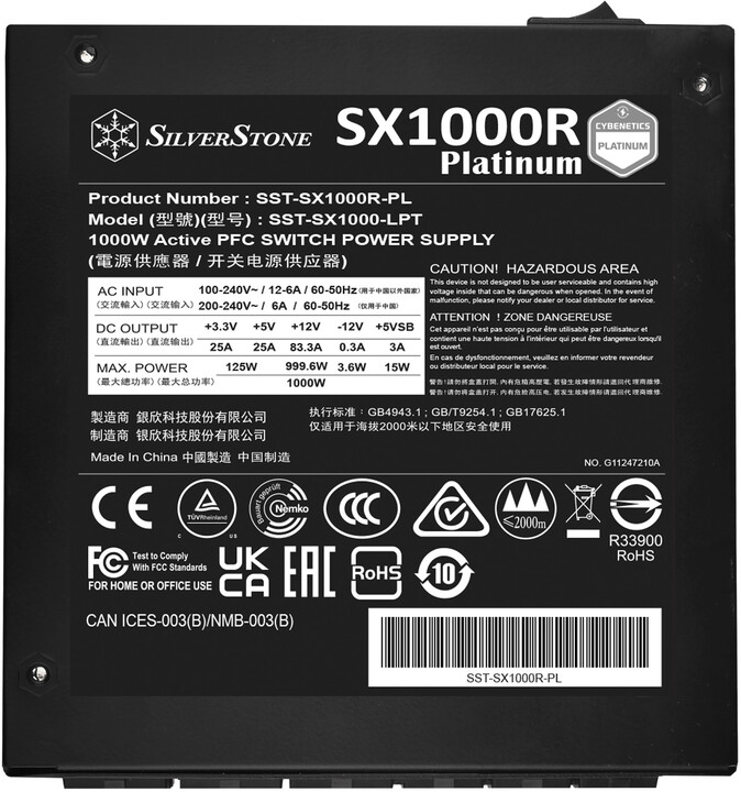 Burim energjie SilverStone SX1000R-PL Platinum SFX-L SST-SX1000R-PL , 1000W