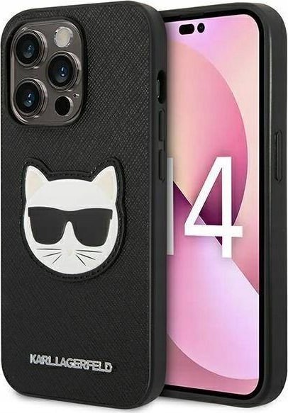 Mbulesë telefoni Karl Lagerfeld HC Saffiano Ikonik Patch për iPhone 14 Pro, plastike, e zezë