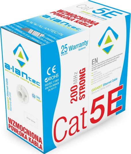 Kabllo rrjeti Alantec KIU5STR305, U/UTP Cat.5e, 305m, PVC, gri