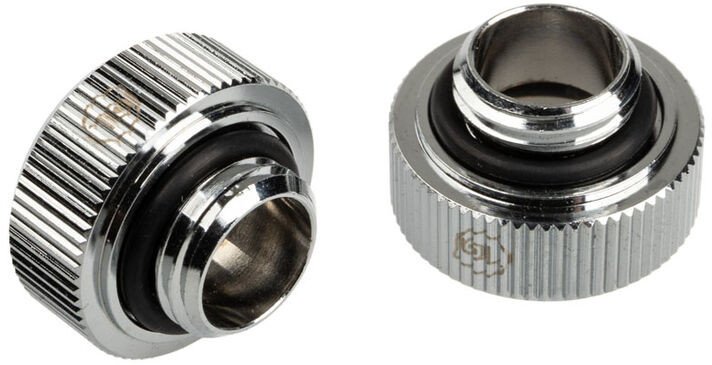 Përshtatës ftohje uji Bitspower Touchaqua, G1/4" mashkull në 16mm, set 2 copë, argjend