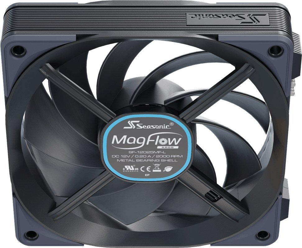 Вентилатори за компјутер SeaSonic MagFlow 120 ARGB, сет 3 парчиња, 120 mm, црна боја