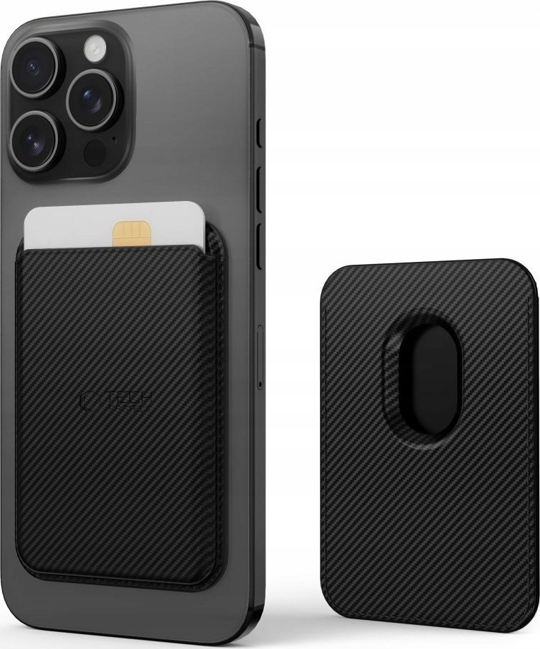 Mbajtëse kartash Tech-Protect MagWallet, magnetike MagSafe, deri 3 karta, karbon