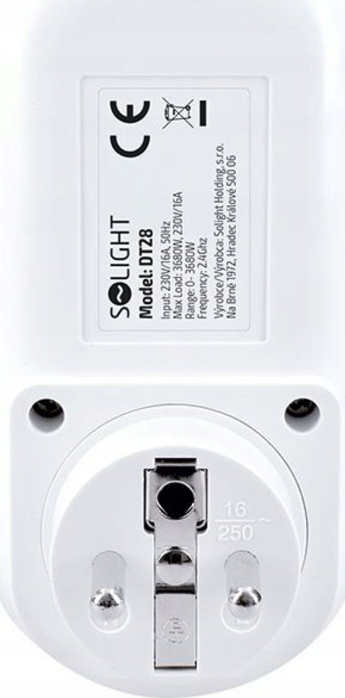 Паметна приклучница Solight DT28, WiFi 2.4 GHz, мерач на потрошувачка на енергија, бела