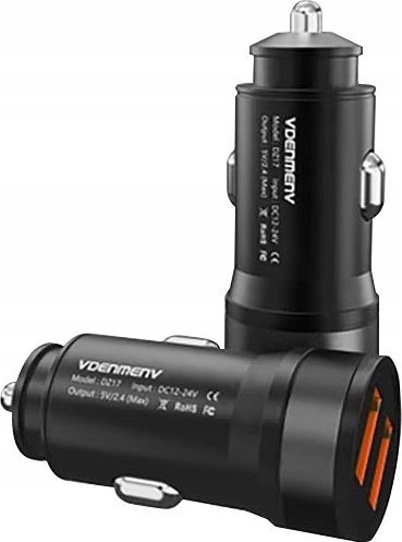 Полнач за автомобил Vega Denmen DZ17, 2.4A 2400mA, 2xUSB, црн