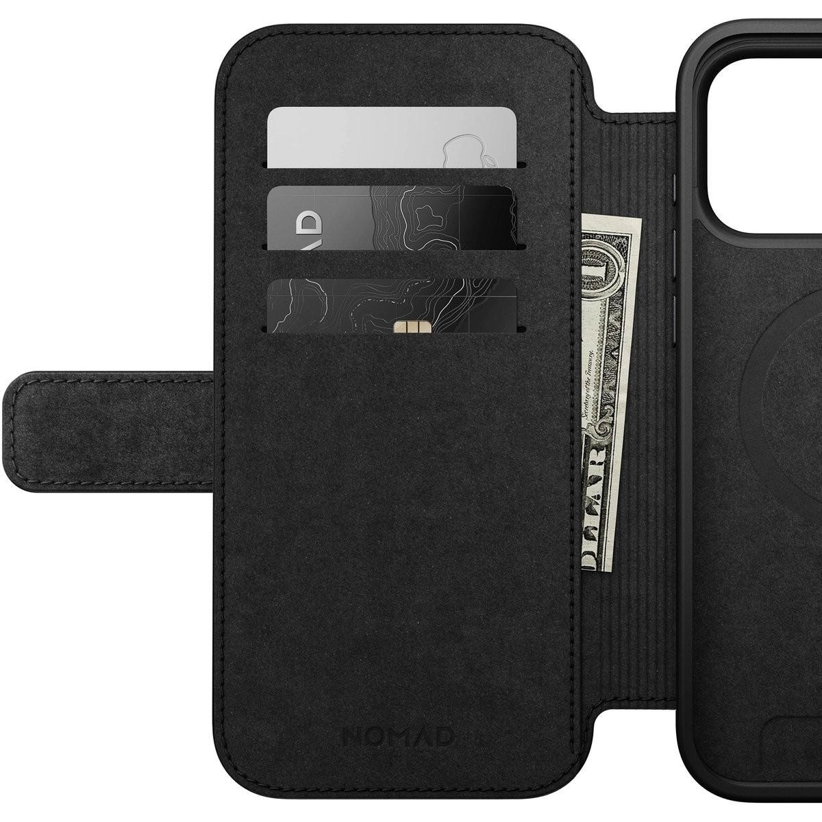 Këllëf portofol Nomad Modern Leather Folio për iPhone 17 Pro Max, lëkurë full grain, MagSafe, kafe