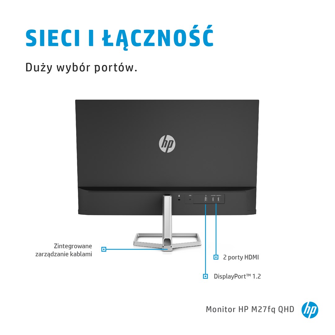 Monitor HP M27fq, 27", 2560 x 1440, Quad HD, 75 Hz, i hirtë