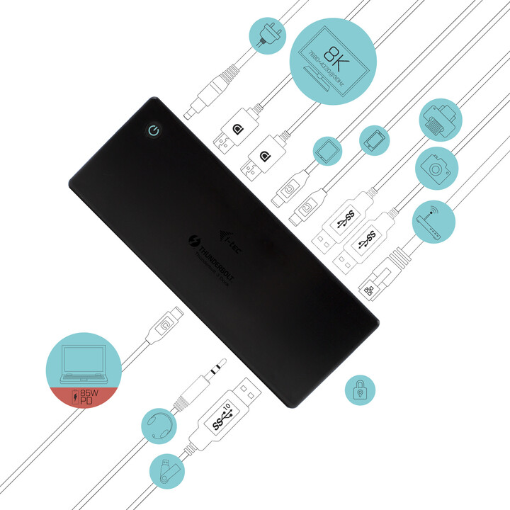 Docking Station i-tec Thunderbolt3 / USB-C Dual DisplayPort 4K, напојување 85W