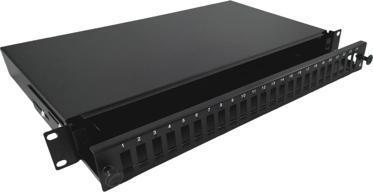 Оптички панел Alantec FOP-1U-24SCD-C, 24 SC дуплекс порти, за 19" рек, црн