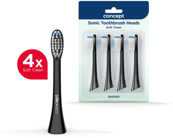 Kokë zëvendësuese për furçat e dhëmbëve CONCEPT ZK0053, 4 copë, e zezë