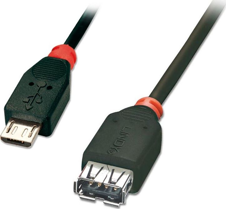 Kabllo USB Lindy microUSB - USB-A, 0.5m, e zezë