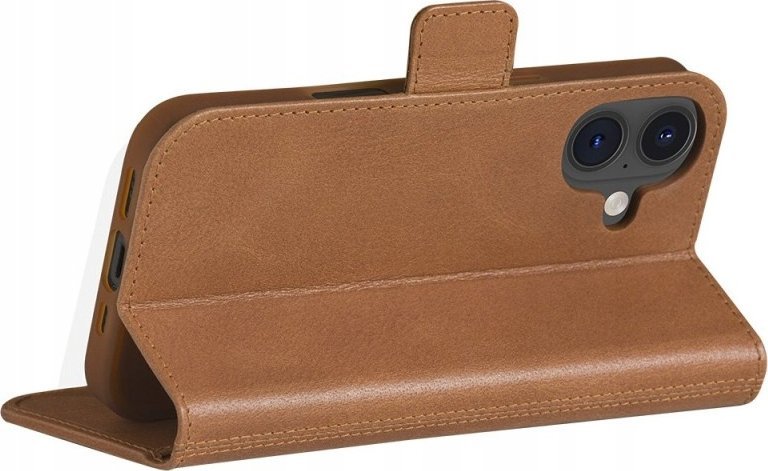 Mbulesë folio Dbramante1928 Copenhagen, për iPhone 16, lëkurë natyrale, kafe e çelët