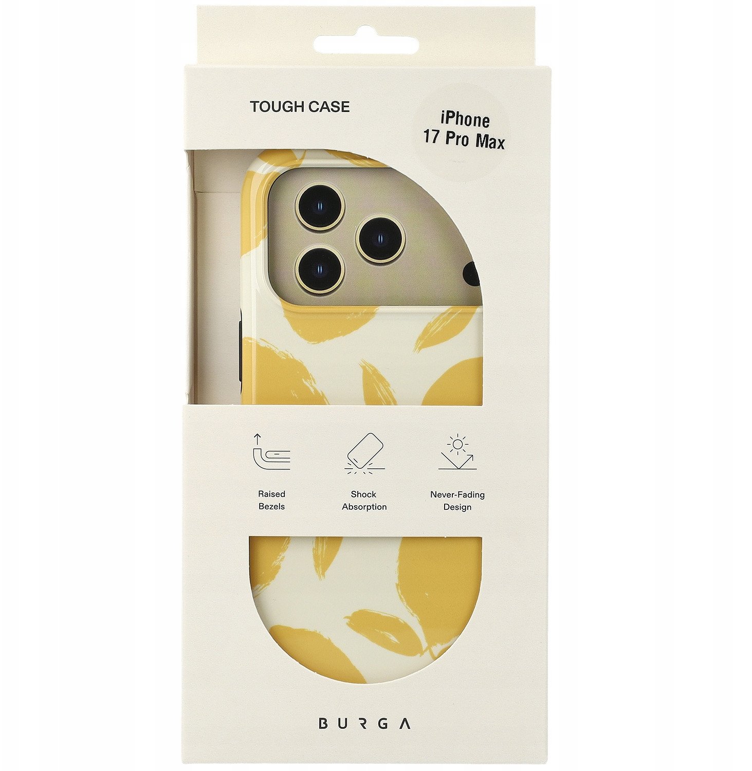 Mbulesë Burga Tough MagSafe për iPhone 17 Pro Max, dizajn Lemon Tart, e verdhë