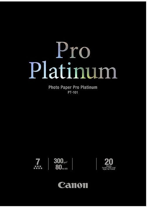 Letër fotografike për printer Canon PT‑101 Pro Platinum A3, 300 g/m², 20 fletë, e bardhë