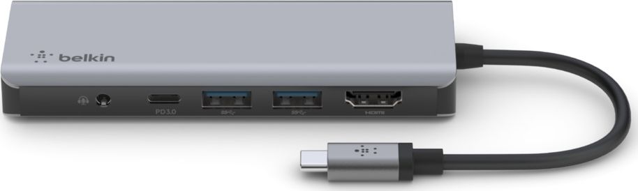 Dock USB C Belkin 7 in 1 AVC009, 100W, HDMI 4K, i hirtë