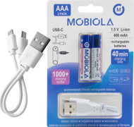 Bateri të rikarikueshme Mobiola MBAAA400, AAA, 400mAh, USB C