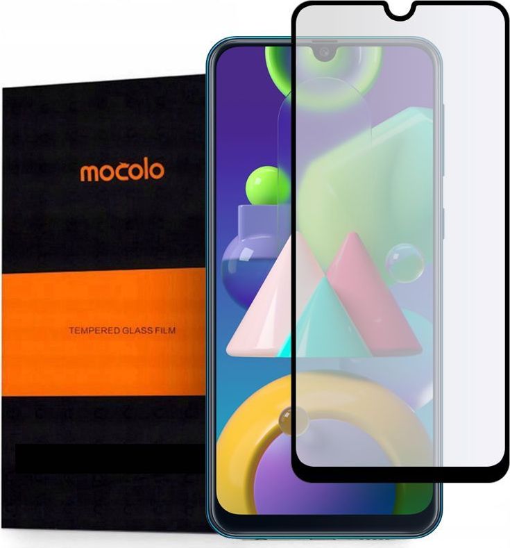 Xham mbrojtës Mocolo TG + Full Glue për Samsung Galaxy M31, me kornizë të zezë