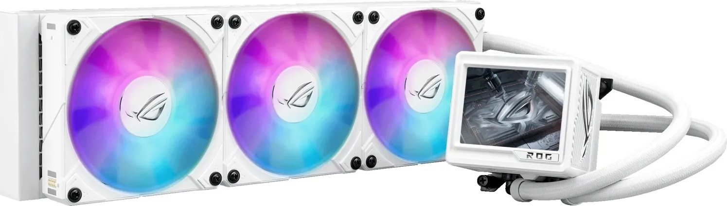 Ftohës uji për procesor ASUS ROG Ryujin III 360 ARGB Extreme, radiator 360 mm, ekran LCD 3.5", i bardhë