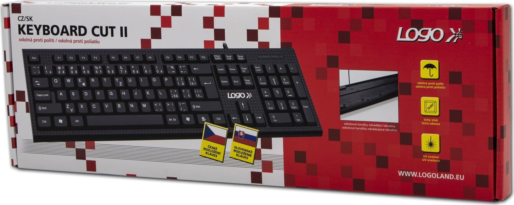 Тастатура Logo Cut II, со USB кабел, распоред CZ SK, црна